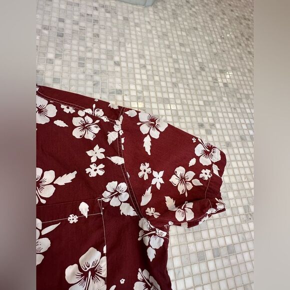GAP Vintage Red Hawaiian Button Down Short Cotton Sleeve Shirt - Picture 6 of 11
